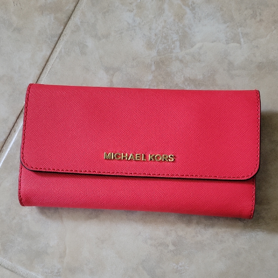 Nwot Michael Kors Red Leather Trifold Wallet